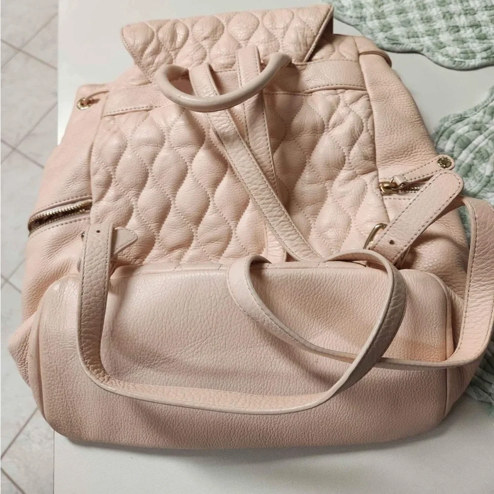 Vera Bradley Quilted Leather Amy Backpack Blush Baby Pink Travel Floral Purse - Picture 6 of 10